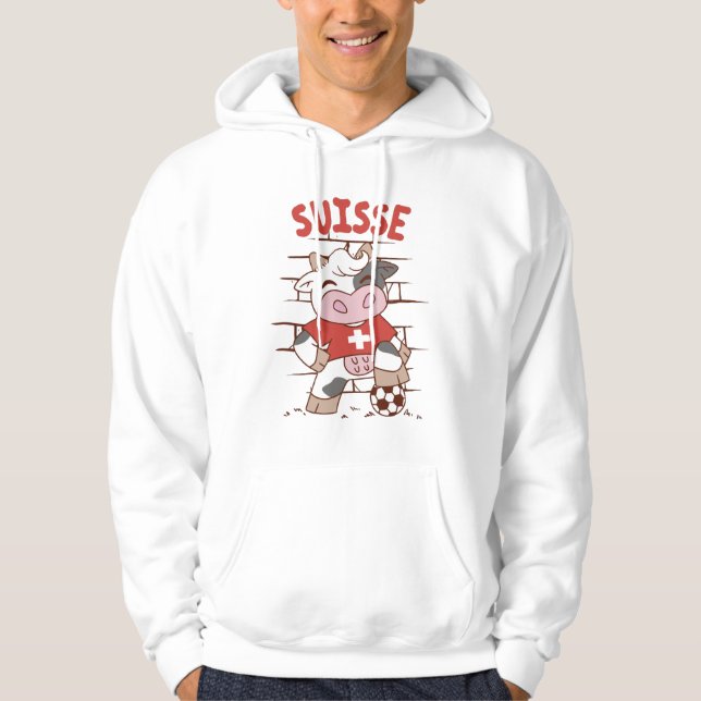 Swiss Soccer Cow Football Fan Switzerland Flag Hoodie (Vorderseite)