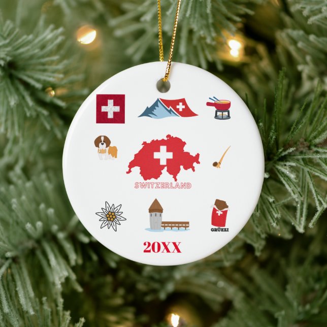 Swiss Souvenir Combo Keramik Ornament (Baum)