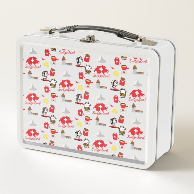 Swiss Souvenir Icons Metall Brotdose (Vorderseite)