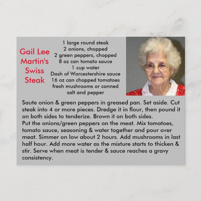 Swiss Steak Recipe Postkarte (Vorderseite)