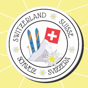 Swiss Travel White Round Stickers