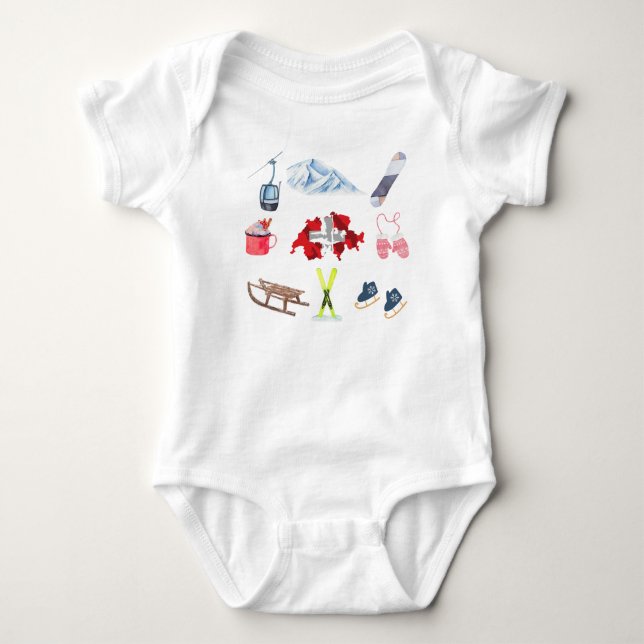 Swiss Winter Travel Combo | Baby Bodysuit Baby Strampler (Vorderseite)