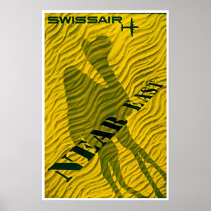 Swissair Reiseplakat Naher Osten Kamel Druck Poster