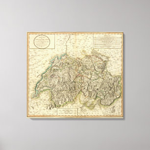 Swisserland - die Schweiz-Atlas-Karte Leinwanddruck