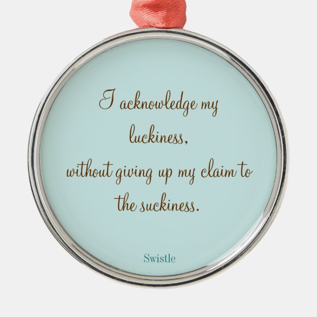 Swistle Slogan-Verzierung Silbernes Ornament (Vorne)