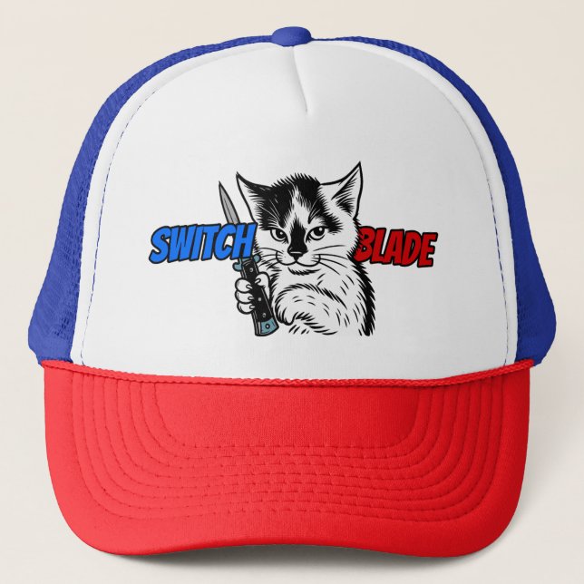Switchblade Cat Trucker Hat by Phil Elmore Truckerkappe (Vorderseite)
