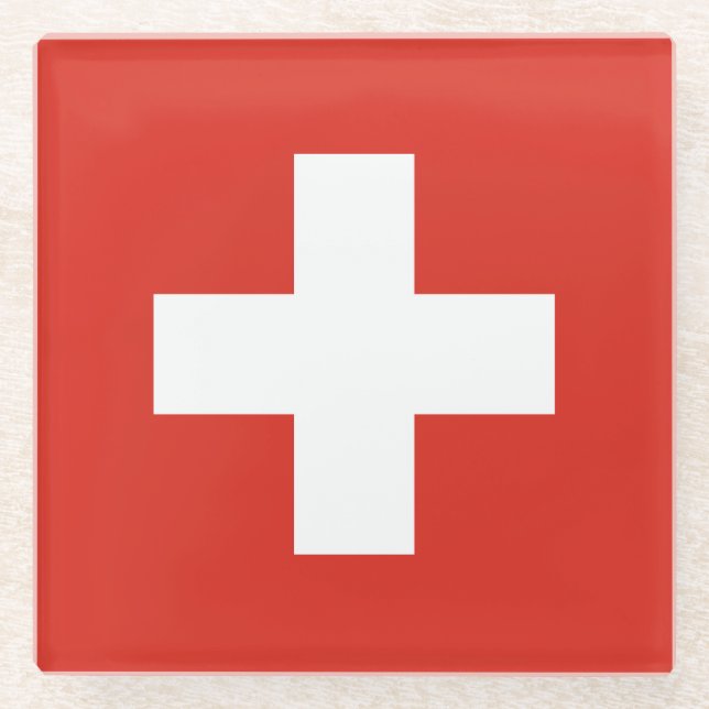 Switzerland Flag Glasuntersetzer (Vorderseite)