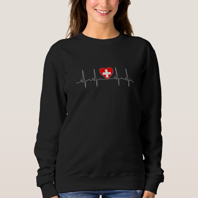 Switzerland Flag Heartbeat It is in DNA  Swiss Peo Sweatshirt (Vorderseite)