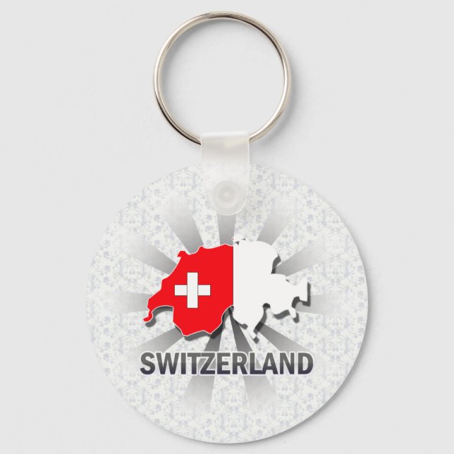 Switzerland Flag Map 2.0 Schlüsselanhänger (Vorderseite)