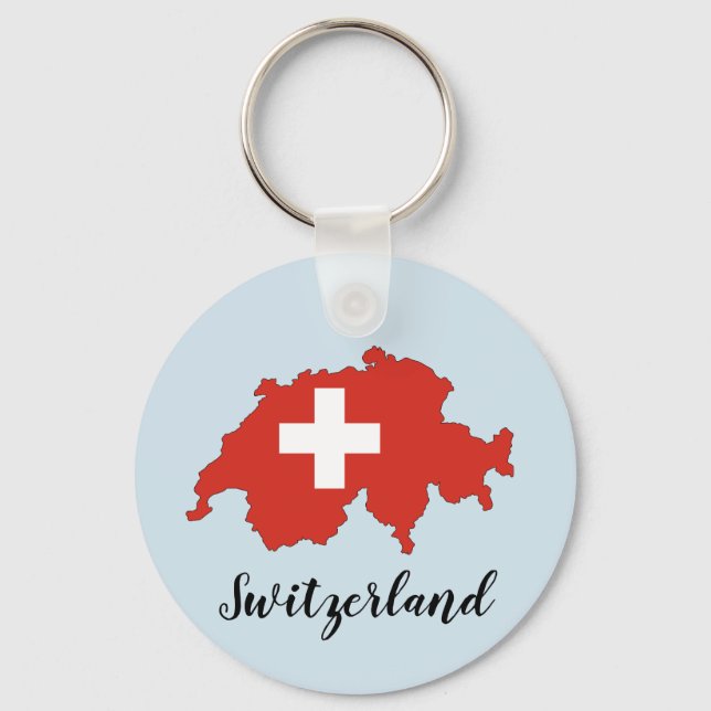 Switzerland Flag Map Schlüsselanhänger (Vorderseite)