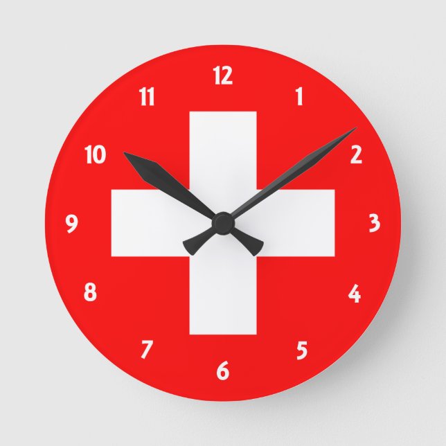 switzerland flag runde wanduhr (Vorderseite)