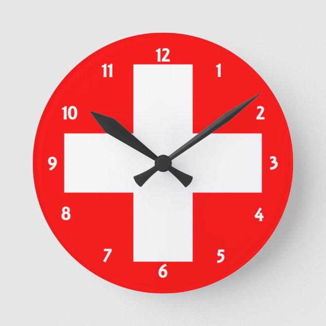 switzerland flag runde wanduhr (Vorderseite)