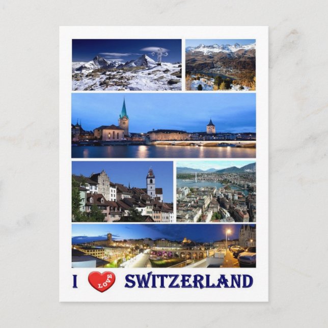 Switzerland - I Love - Postkarte (Vorderseite)