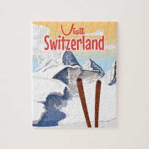 Switzerland Ski travel poster