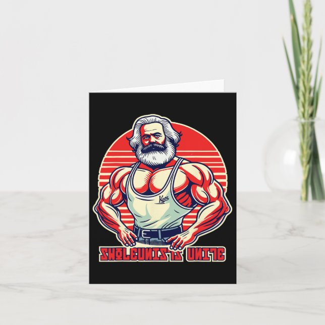 Swoleunists Unite Funny Communist Gym Bodybuilder Karte (Vorderseite)
