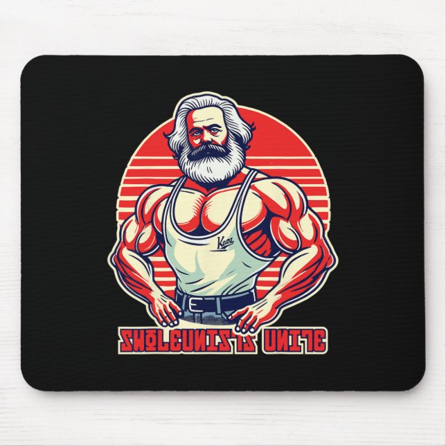 Swoleunists Unite Funny Communist Gym Bodybuilder Mousepad (Vorne)