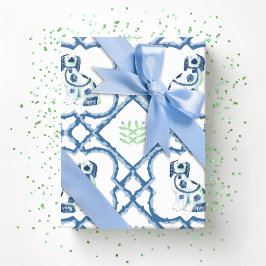 Swoon Staffordshire Dogs Trellis Slate and Green Geschenkpapier