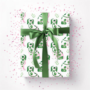 Swoon Staffordshire Hunde Sprig Rosa und Grün Geschenkpapier
