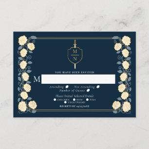 Sword & Shield Fantasy Wedding RSVP Blue Begleitkarte