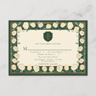 Sword & Shield Fantasy Wedding RSVP Green Begleitkarte
