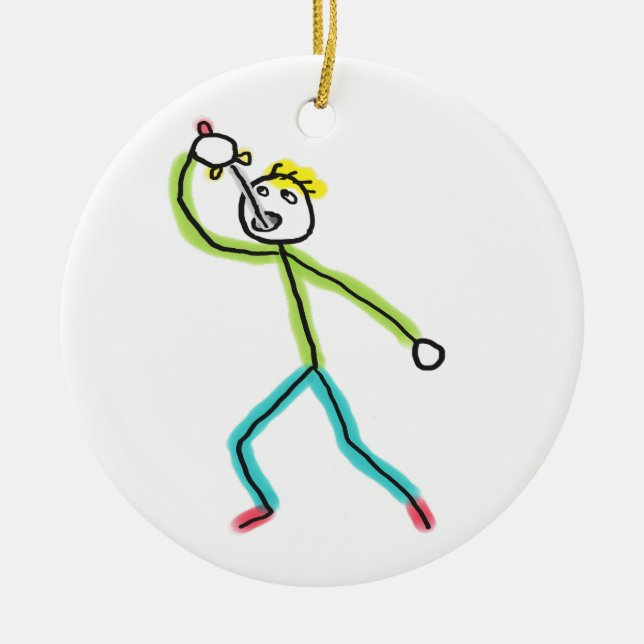 Sword Swallowing Stickman Keramik Ornament (Vorne)
