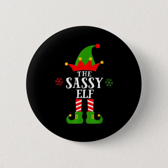 Sy Elf Funny Matching Family Group Christmas Pajam Button (Vorderseite)