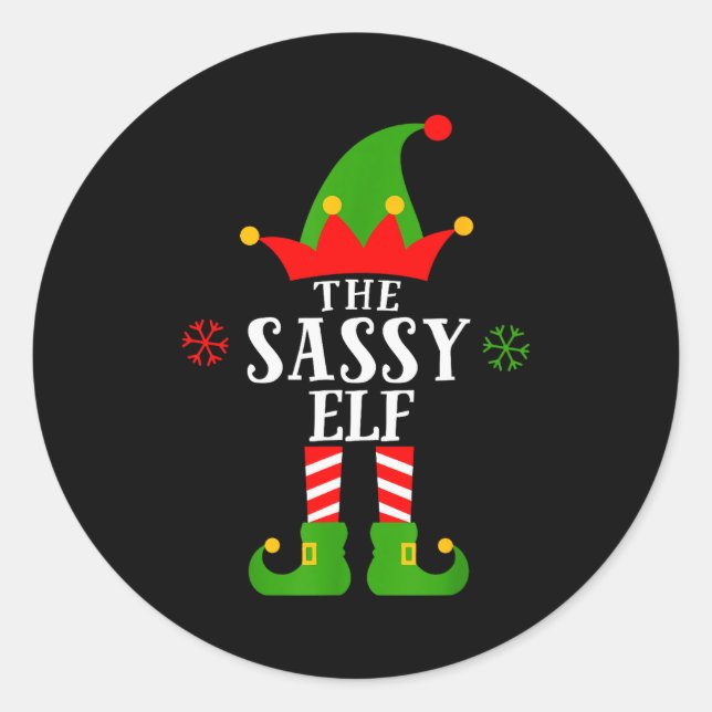 Sy Elf Funny Matching Family Group Christmas Pajam Runder Aufkleber (Vorderseite)