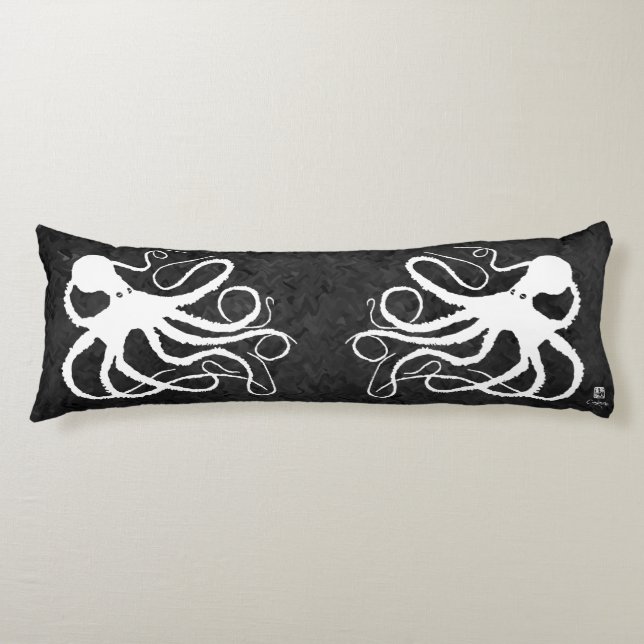Sybille's Octopus on Gray - Body Pillow Seitenschläferkissen (Vorderseite)