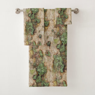 Sycamore Tree Bark Moss Lichen Badhandtuch Set