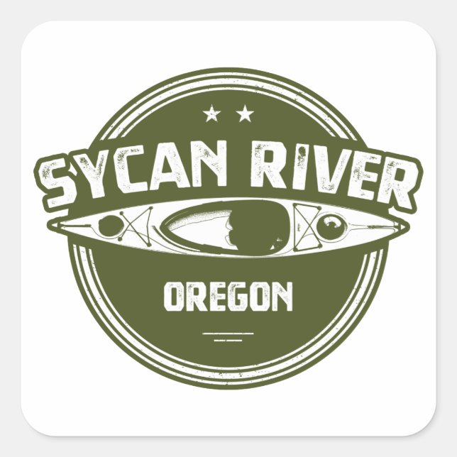 Sycan River Oregon Kayaking Quadratischer Aufkleber (Vorderseite)
