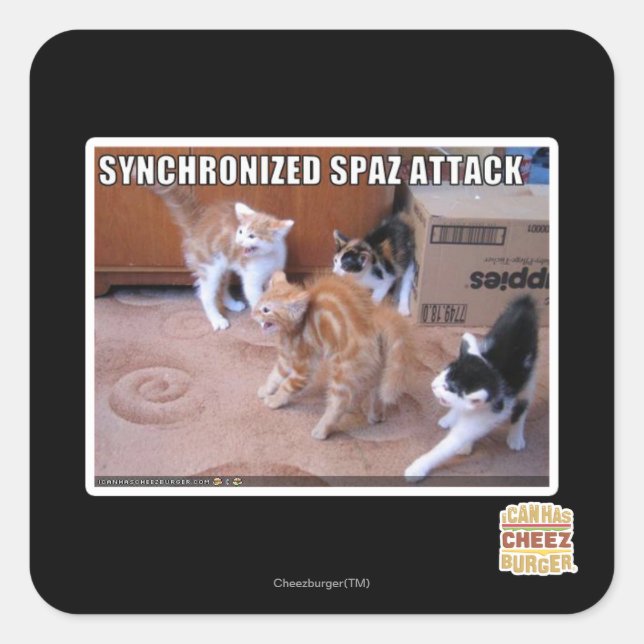 Sychronisierter Spaz-Angriff Quadratischer Aufkleber (Vorderseite)