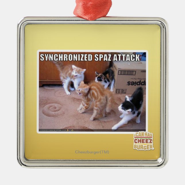 Sychronized Spaz Angriff Silbernes Ornament (Vorne)