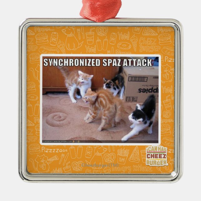 Sychronized Spaz Angriff Silbernes Ornament (Vorne)