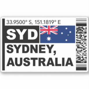 SYD Sydney Bordkarte - Australien Reise Aufkleber