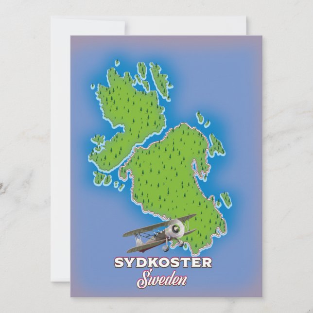 Sydkoster Schweden Vintage Karte Reiseplakat. (Vorderseite)