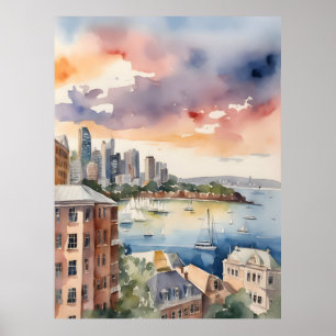 Sydney-Aquarell-Kunst Poster