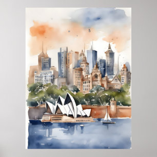 Sydney Aqucolor art Poster