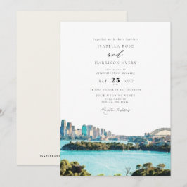 SYDNEY AUSTRALIA Aquarellfarben-Illustration Hochz Einladung