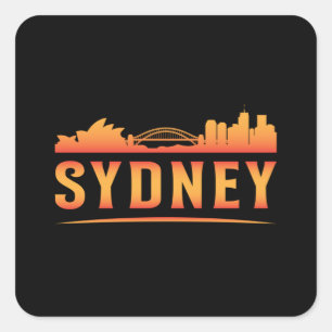 Sydney Australia City Skyline Cityscape Funny Gift Quadratischer Aufkleber