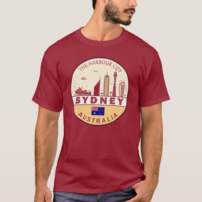 Sydney Australia City Skyline Emblem T-Shirt (Vorderseite)