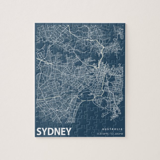 Sydney Australia Minimalistisch City Map Line Art  (Vertikal)