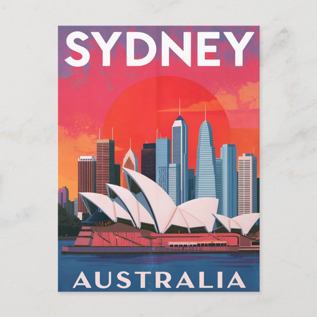 Sydney Australia Opera House Skyline Postkarte (Vorderseite)