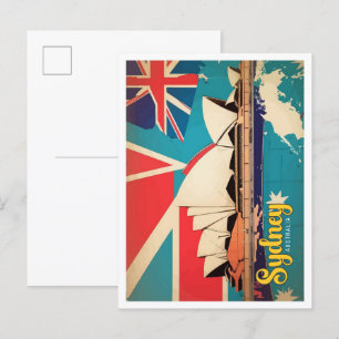Sydney Australia Pop Art Travel Illustration Postkarte