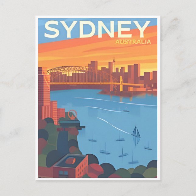 Sydney Australia Reisen Art Vintag Postkarte (Vorderseite)