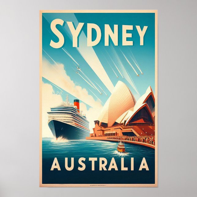 Sydney Australia Retro Travel Poster (Vorne)