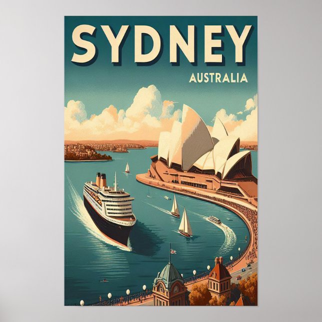 Sydney Australia Retro Travel Poster (Vorne)