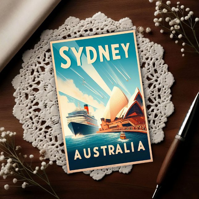 Sydney Australia Retro Travel Postkarte (Von Creator hochgeladen)