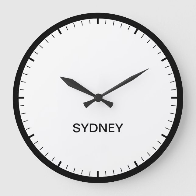Sydney Australia Time Zone Newsroom Style Clock Große Wanduhr (Vorderseite)