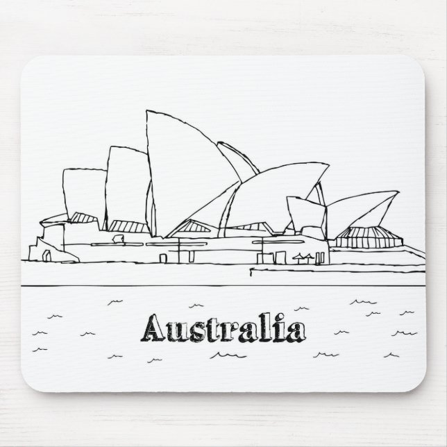 Sydney Australia Vacation Zeichnend Urlaub Art Tra Mousepad (Vorne)