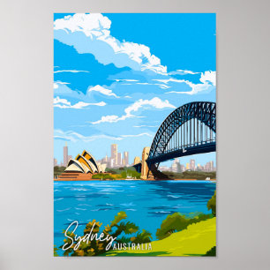 Sydney Australia Vintage Art Illustration Poster